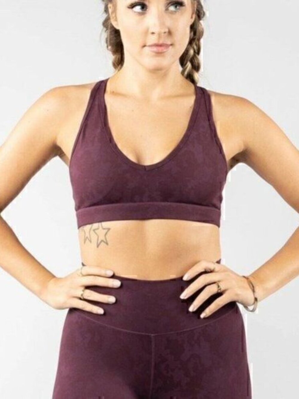 Buffbunny Collection Womens Wine Racerback Confidential Sports Bra Size XX Small